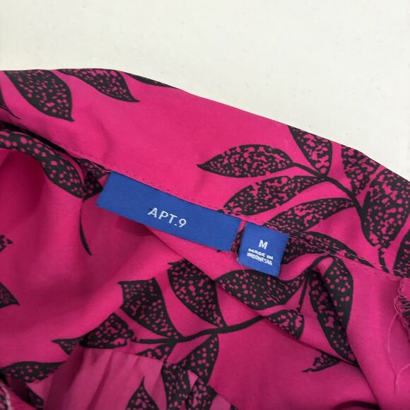 Apt 9 Blouse Women's Medium Pink Floral Button Up Sleeveless Collared Tank Top - Picture 8 of 10